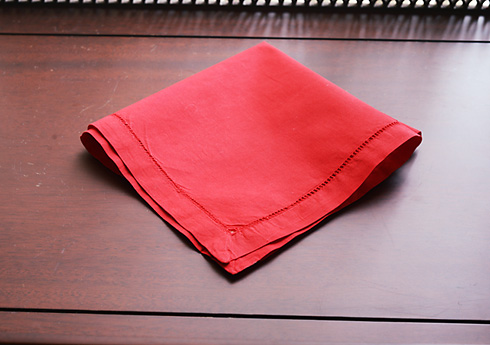 Hemstitch Handkerchief with Red colored